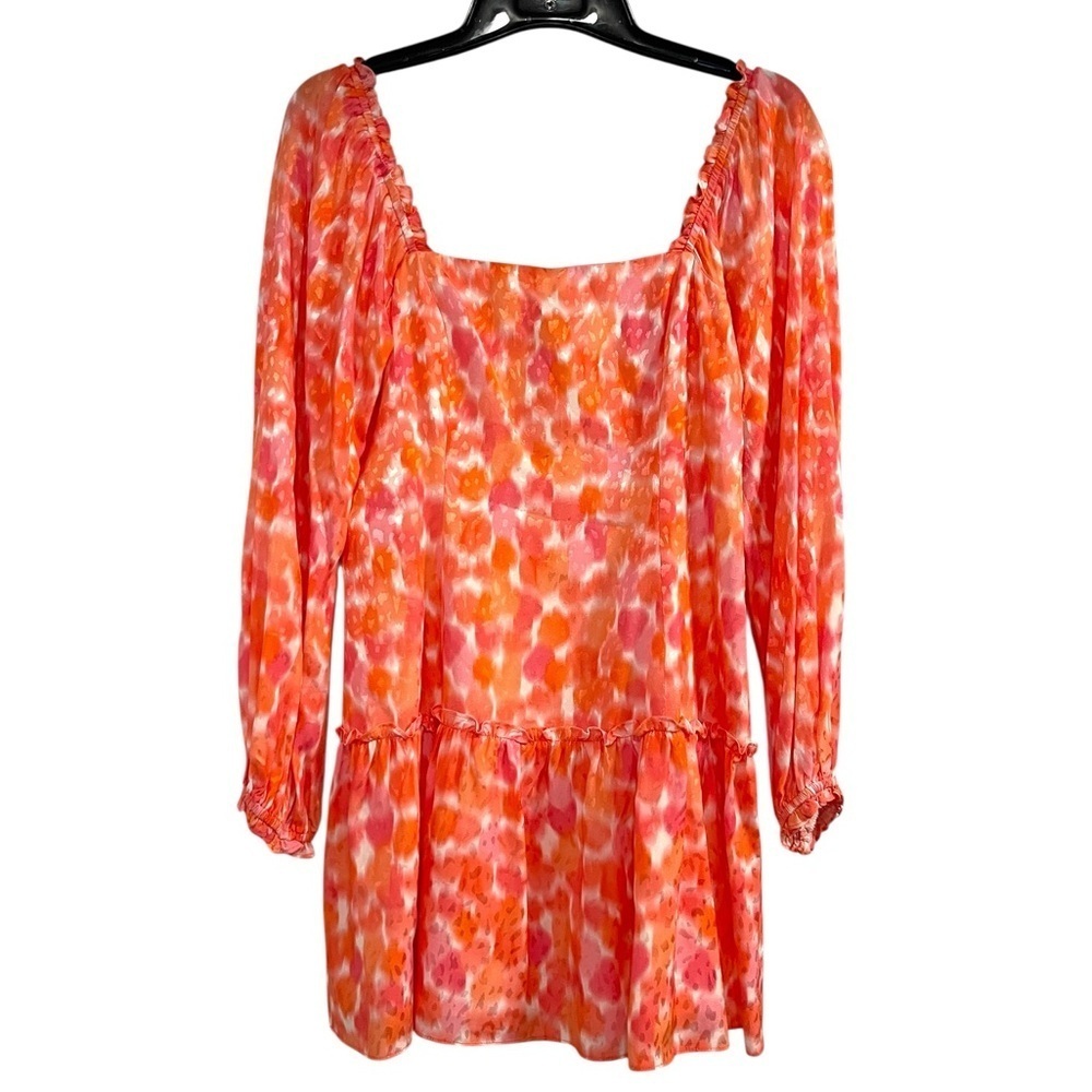 Amanda Uprichard Orange and Pink Long Sleeve Mini Dress